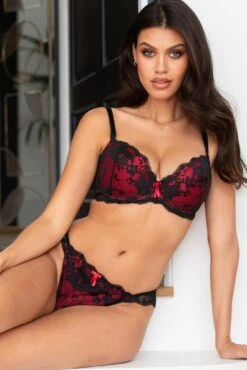 Pour Moi Amour Brazilian Brief - Black/Scarlet