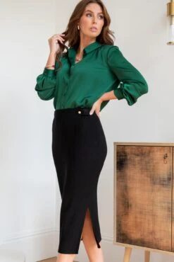 Pour Moi Beth Rib Knit Midi Skirt With LENZING™ ECOVERO™ Viscose - Black