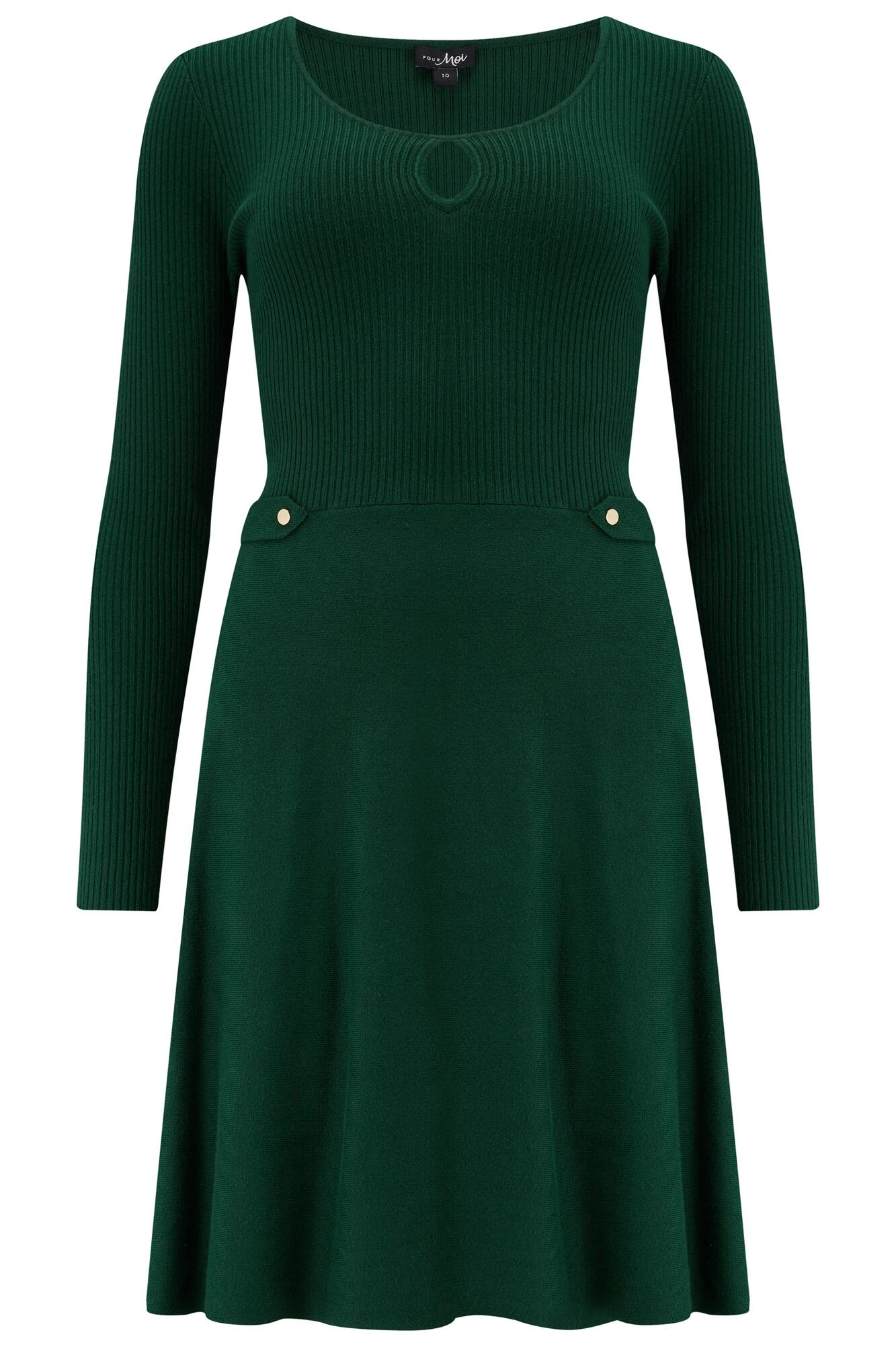 Pour Moi Helen Knit Skater Skirt Dress With LENZING™ ECOVERO™ Viscose - Forest 5 Pour Moi Helen Knit Skater Skirt Dress With LENZING™ ECOVERO™ Viscose - Forest - Image 5