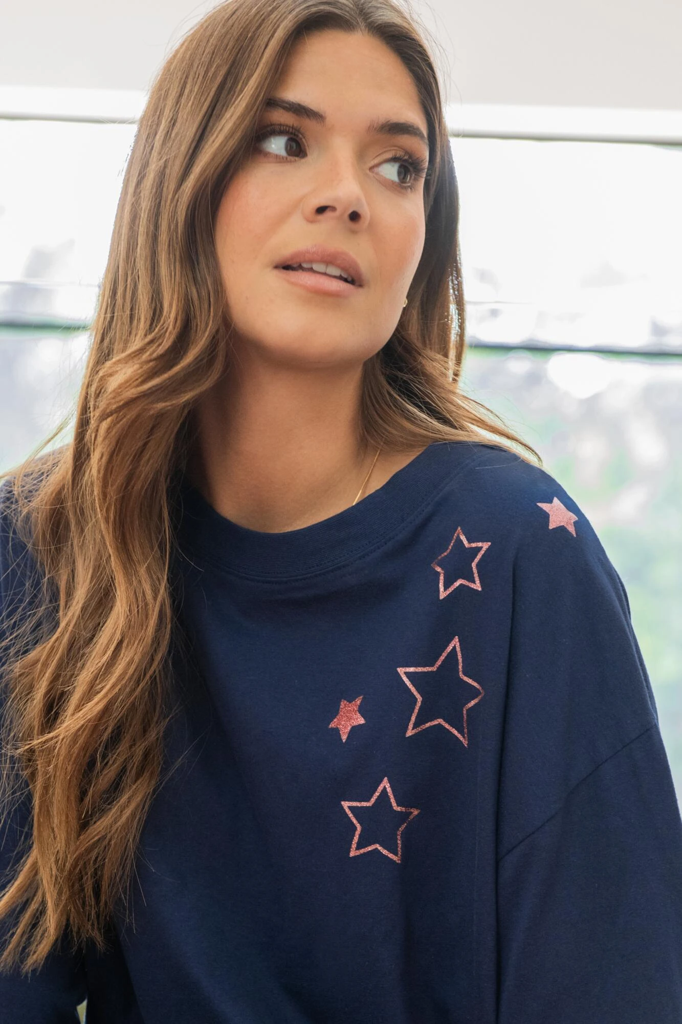 Pour Moi Star Print Jersey Jogger Pyjama Set - Navy/Gold 3 Pour Moi Star Print Jersey Jogger Pyjama Set - Navy/Gold - Image 3