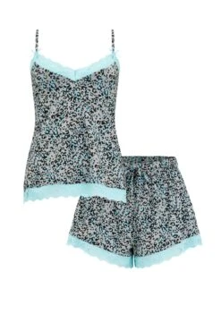 Pour Moi Sofa Loves Lace Jersey Cami And Short PJ Set - Grey/Blue -Cheap Clozi Vibe Store 322829 20230921094200